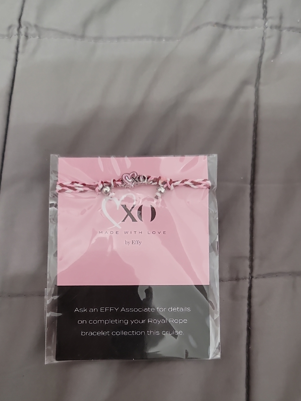 Effy Pink and White Braided Cord XO Charm Bracelet